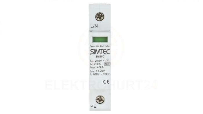 Ogranicznik przepięć C Typ 2 1P 20kA SIMTEC SM20C/1-275 85101000