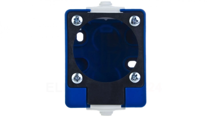 Puszka do gniazd jednofazowych o kołnierzach 50x50mm niebieska 106-0h