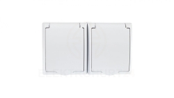 FALA Gniazdo hermetyczne podwójne z/u Schuko IP44 klapka biała GNH-2HS/00/w