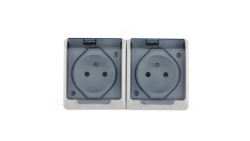 Hermes Gniazdo hermetyczne podwójne natynkowe z uziemieniem 16A IP44 z klapką dymną białe GNT 0322-01