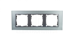 Simon 82 Ramka potrójna pozioma szklana srebro/ ramka pośrednia aluminium mat 82937-62