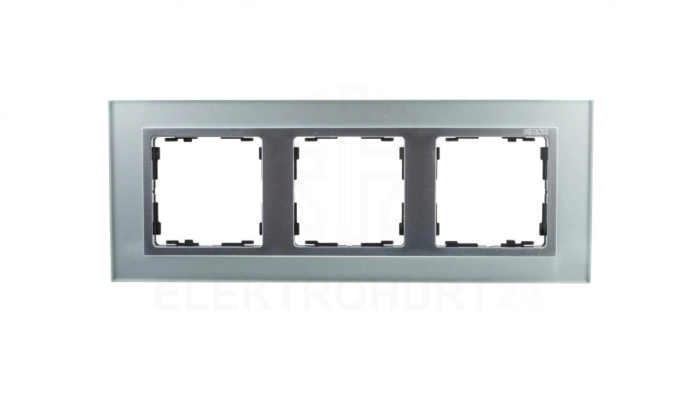 Simon 82 Ramka potrójna pozioma szklana srebro/ ramka pośrednia aluminium mat 82937-62