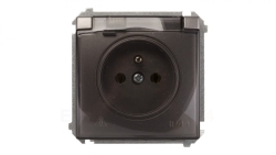 Simon Basic Gniazdo bryzgoszczelne z/u IP44 z klapką dymną stal inox BMGZ1B.01/21a