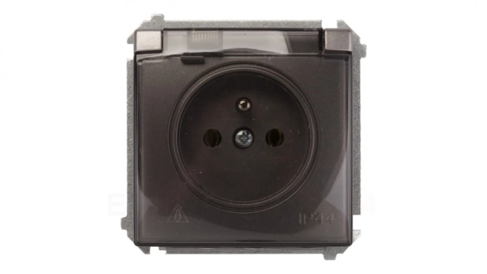 Simon Basic Gniazdo bryzgoszczelne z/u IP44 z klapką dymną stal inox BMGZ1B.01/21a