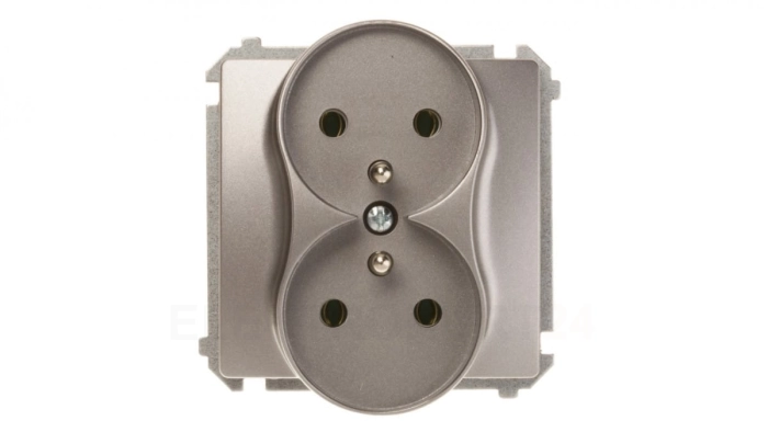 Simon Basic Gniazdo podwójne z/u 16A IP20 stal inox BMGZ2M.01/21