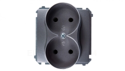 Simon Basic Gniazdo podwójne b/u 16A IP20 stal inox BMG2M.01/21