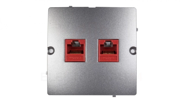 Simon Basic Gniazdo komputerowe podwójne 2xRJ45 kat.5e stal inox BMF52.02/21