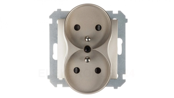 Simon 54 Gniazdo podwójne z/u 16A IP20 z przesłoną torów złoty mat DGZ2MZ.01/44