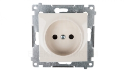 Simon 54 Gniazdo pojedyncze b/u 16A IP20 z przesłoną torów kremowe DG1Z.01/41