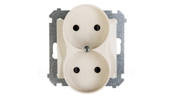 Simon 54 Gniazdo podwójne b/u 16A IP20 z przesłoną torów kremowe DG2MZ.01/41
