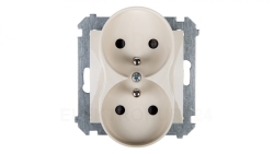 Simon 54 Gniazdo podwójne z/u 16A IP20 z przesłoną torów kremowe DGZ2MZ.01/41