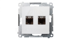 Simon 54 Gniazdo komputerowe podwójne 2xRJ45 kat.6 ekranowane z przesłoną białe D62E.01/11