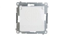 Simon 54 Gniazdo pojedyncze z/u 16A IP44 z przesłoną torów z klapką białe DGZ1BUZ.01/11