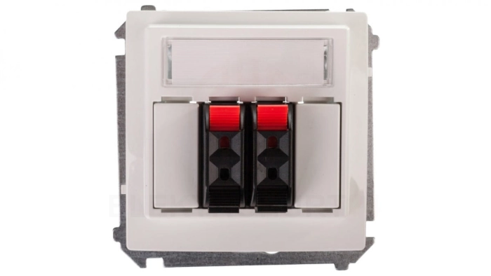 Simon Basic Gniazdo głośnikowe podwójne z polem opisowym białe BMGL3.01/11