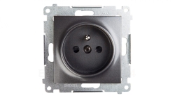 Simon 54 Gniazdo pojedyncze z/u 16A IP20 z przesłoną torów, szybkozłącza, antracyt DGZ1CZ.01/48