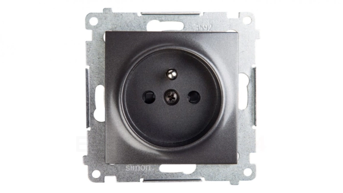 Simon 54 Gniazdo pojedyncze z/u 16A IP20 z przesłoną torów, szybkozłącza, antracyt DGZ1CZ.01/48
