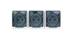 Hermes Gniazdo hermetyczne potrójne natynkowe z uziemieniem z klapką dymną 16A IP44 białe 0323-01