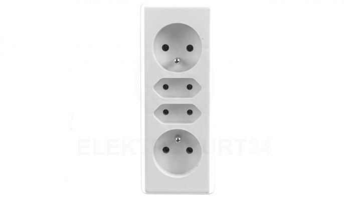 Rozgałeźnik wtyczkowy 2x2P+Z + 2xEuro biały R-472