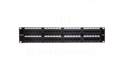 Patch panel kompletny 19 cali 48x RJ45 U/UTP kat. 5e 2U czarny (RAL 9005) DN-91548U