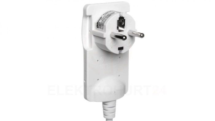 Wtyczka płaska kątowa 2P 16A 250V z przewodem 1,5m, biała OR-AE-1312/W