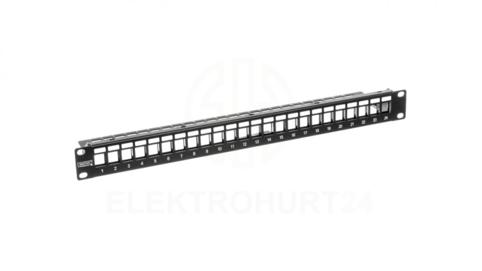 Patch panel pusty 19 cali 24x keys 1U czarny (RAL 9005) DN-91411