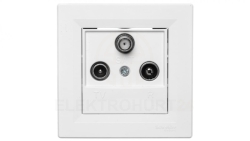 Gniazdo antenowe Asfora RTV-SAT końcowe 1dB białe z ramką EPH3500121