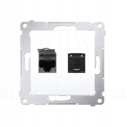 Simon 54 gniazdo komputerowe podwójne RJ45 białe