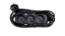 Przedłużacz 3-gniazda z/u 3m /H05VV-F 3G1/ czarny PC0313