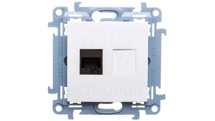 Simon 10 Gniazdo komputerowe pojedyncze RJ45 kat.6 biały C61.01/11