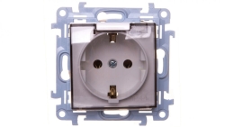 Simon 10 Gniazdo pojedyncze SCHUKO z uszczelką klapka transparetna biała 16A 250V IP44 CGSZ1B.01/11A