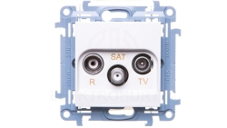 Simon 10 Gniazdo antenowe R-TV-SAT przelotowe białe IP20 CASP.01/11