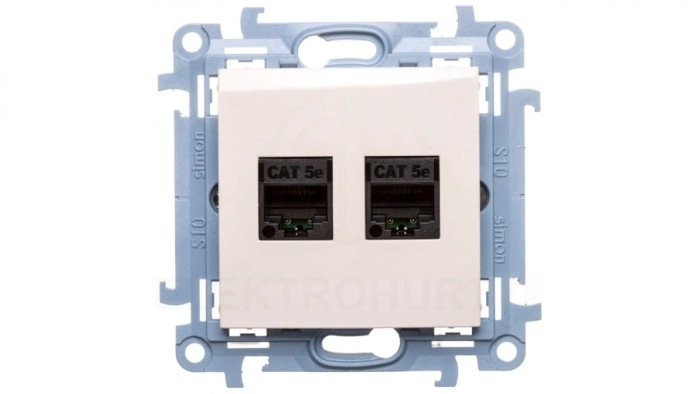 Simon 10 Gniazdo komputerowe podwójne 2xRJ45 kat.5e kremowe C52.01/41