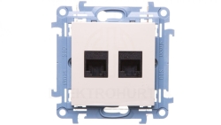 Simon 10 Gniazdo komputerowe podwójne RJ45 kat.6 kremowe C62.01/41