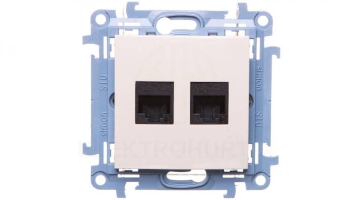 Simon 10 Gniazdo komputerowe podwójne RJ45 kat.6 kremowe C62.01/41