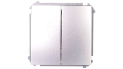 Simon Basic Przycisk podwójny zwierny, dwuobwodowy: 2 we+2wy 16AX 250V, szybkozłącza, srebrny mat BMP2.01/43