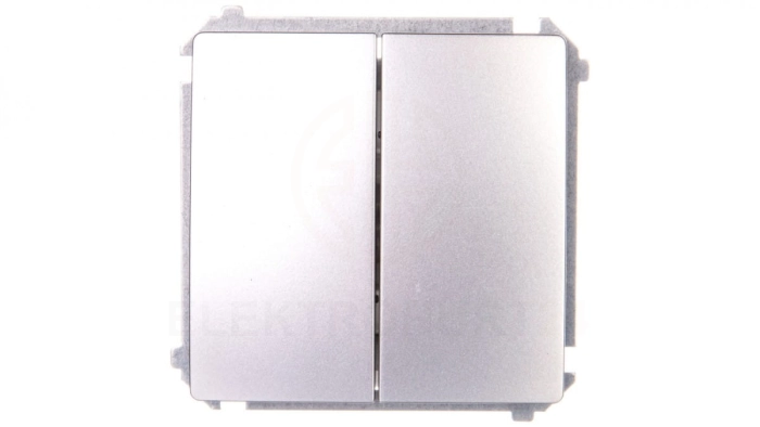 Simon Basic Przycisk podwójny zwierny, dwuobwodowy: 2 we+2wy 16AX 250V, szybkozłącza, srebrny mat BMP2.01/43