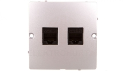 Simon Basic Gniazdo komputerowe podwójne RJ45 kat. 5e srebrny mat BMF52.02/43