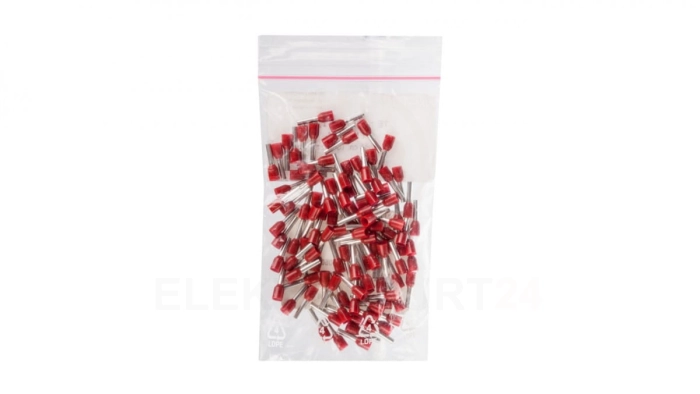 Końcówka tulejkowa izolowana TI 1,5mm2/8mm czerwona cynowana TI1,5L8DE /100szt./