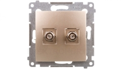 Simon 54 Gniazdo antenowe podwójne typu F złoty mat DASF2.01/44