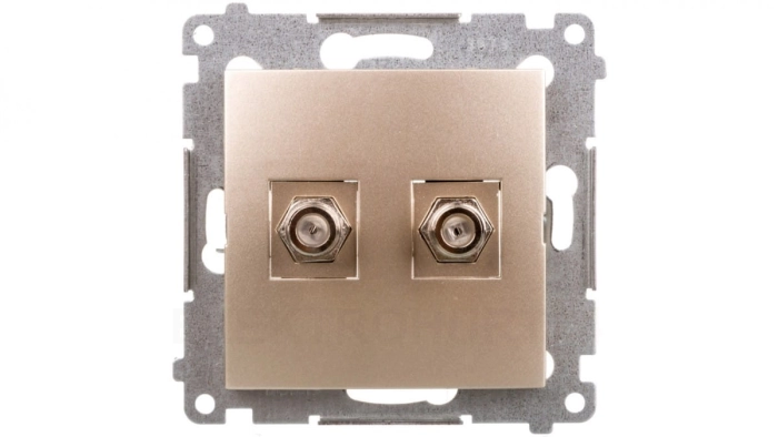 Simon 54 Gniazdo antenowe podwójne typu F złoty mat DASF2.01/44