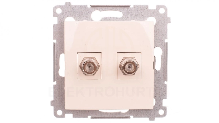 Simon 54 Gniazdo antenowe podwójne typu F kremowe DASF2.01/41