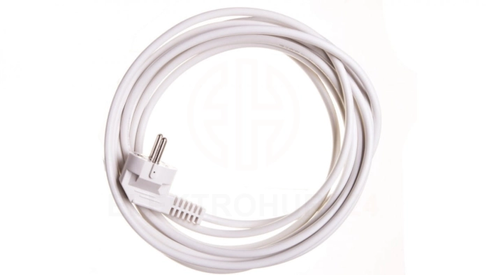 Przewód przyłączeniowy W-2 3x1,0 mm2 biały z wtyczką kątową 5m 51.929