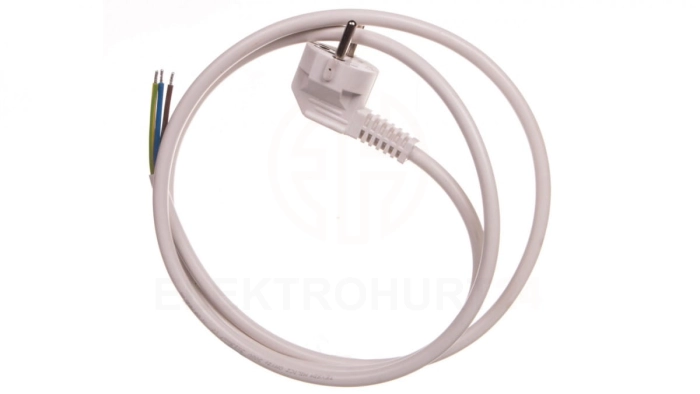 Przewód przyłączeniowy W-3 3x1,5 mm2 biały z wtyczką kątową 1,5m 51.931