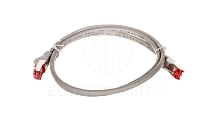 Kabel krosowy patchcord S/FTP (PiMF) kat.6 LSZH szary 1m 50886