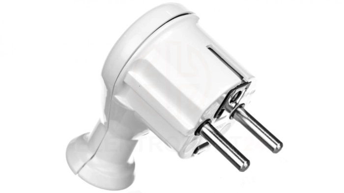 Wtyczka kątowa 16A z/u Uni-Schuko 250V biała WT-50