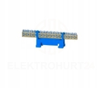 Listwa zerowa zaciskowa niebieska mostek 15P 15N