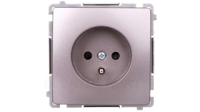 Simon Basic Gniazdo pojedyncze z/u z przesłonami stal inox BMGZ1Z.01/21