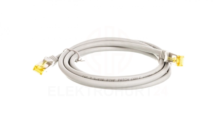 Kabel krosowy patchcord S/FTP (PiMF) kat.6A LSZH szary 2m 91603