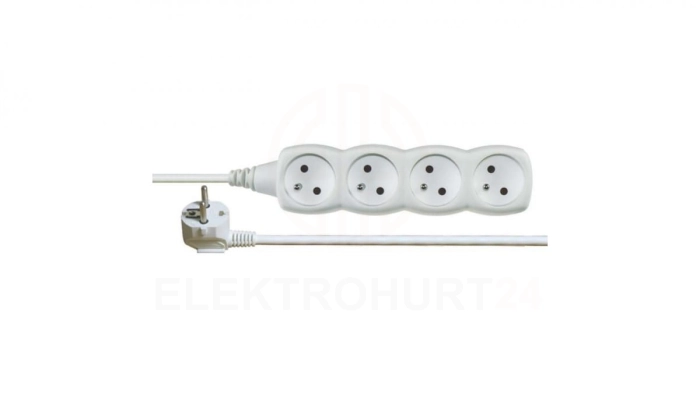 Przedłużacz 4-gniazda z/u 2m /H05VV-F 3G1/ biały P0412