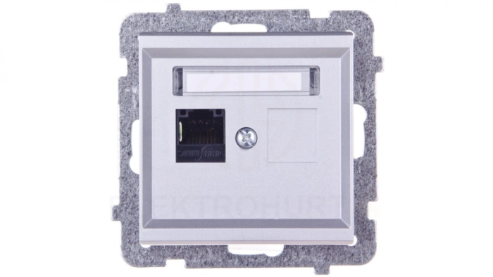 SONATA Gniazdo komputerowe pojedyncze RJ45 kat.5e srebro mat KRONE GPK-1R/K/m/38